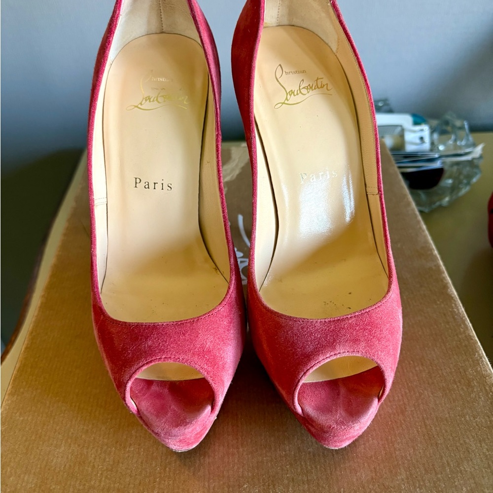 Christian Louboutin Red Peep-Toe Heels